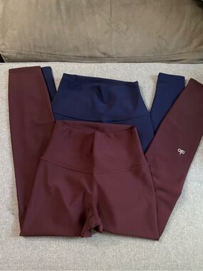 ALO Yoga High-Waist Leggings in Burgundy and Navy Bundle